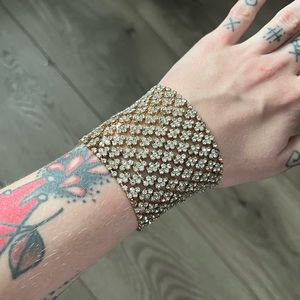 BEBE Rhinestoned Gold Cuff Bracelet